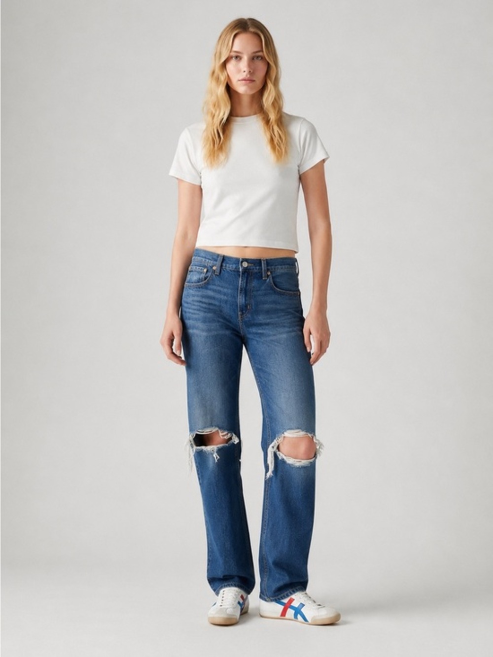 Levi's Low Pro Jeans Size 30 Relaxed Fit Straight Leg Distressed Jeans